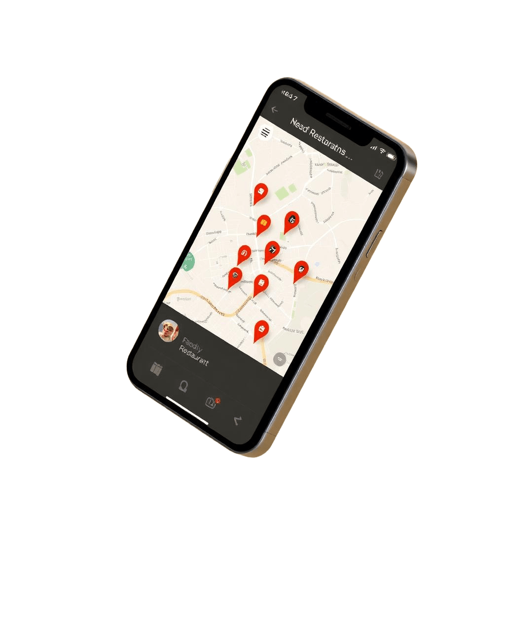 Messora app showing nearby mess locations on a map